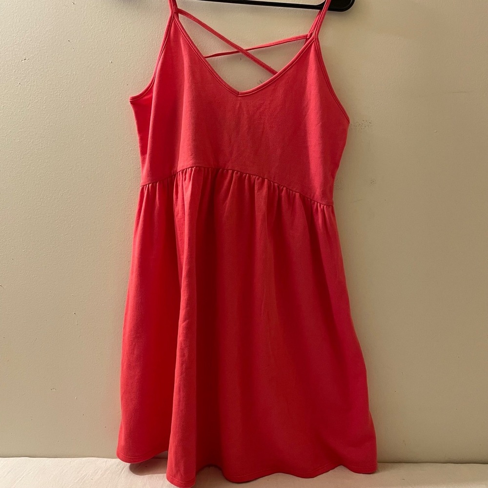 Wild Fable Womens Small NWT Washed Pink Cotton Babydoll Mini Dress V-Neck